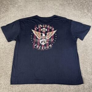 FLO GROWN Shirt Mens 3XL Black Freedom Eagle Graphic Crew Neck Cotton Patriotic